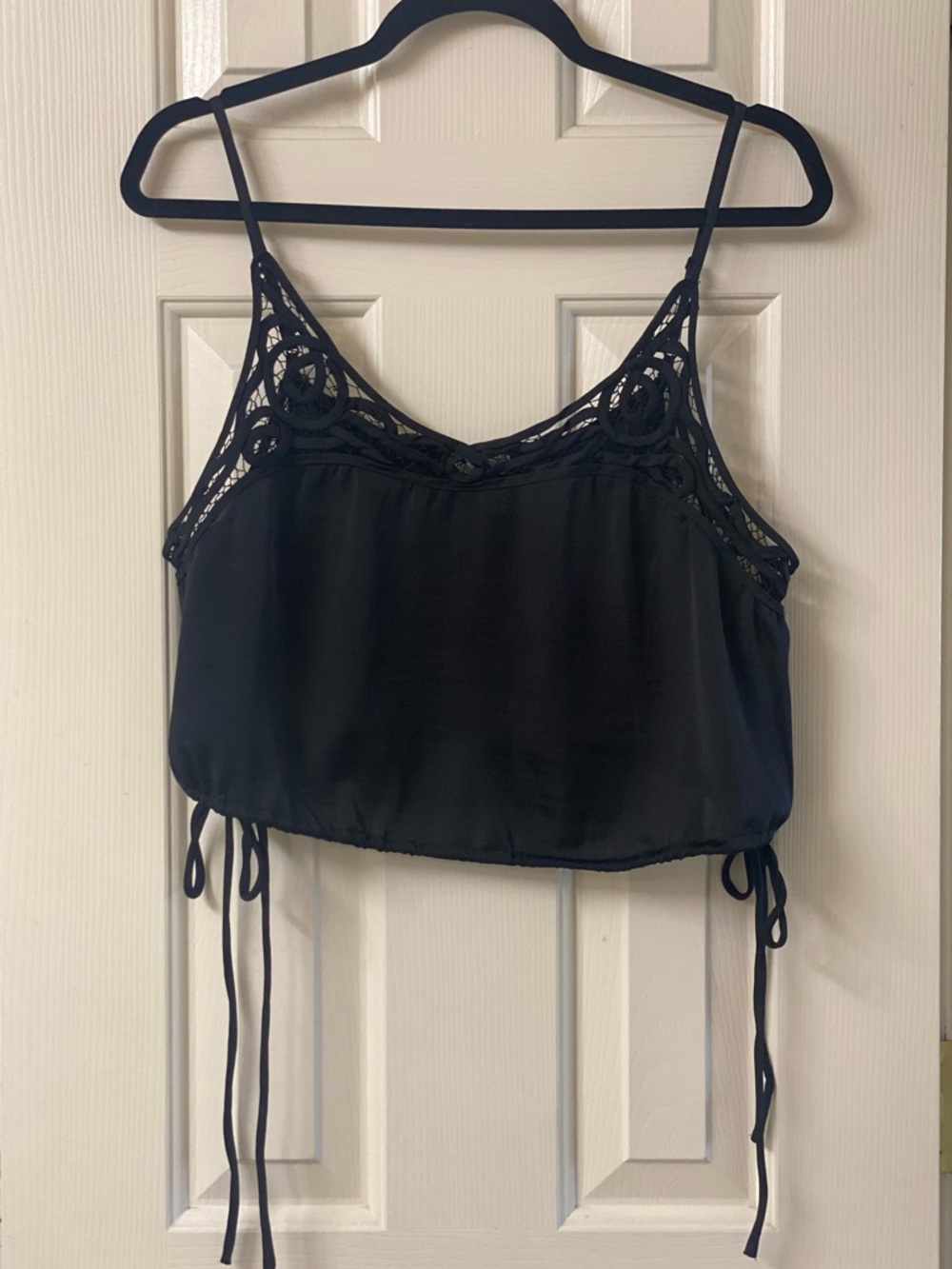 Free People Intimately Blouson Brami Lace-Trim Cropped Top Size Large